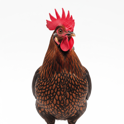 High quality studio photograph of a single Redcap from the chicken taxonomy