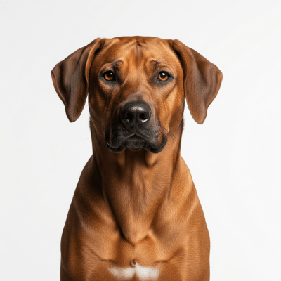 High quality studio photograph of a single Rhodesian Ridgeback