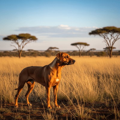 Naturalistic outdoor image of a Rhodesian Ridgeback