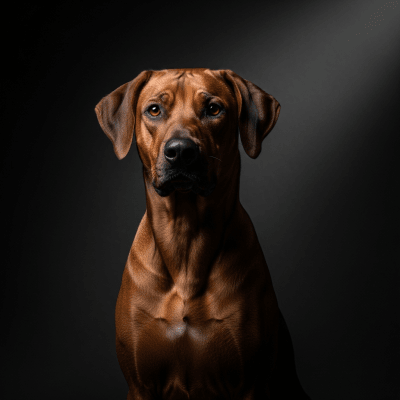 Editorial-style portrait of a Rhodesian Ridgeback from the taxonomy dogs.