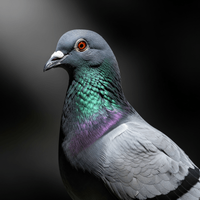 Editorial-style portrait of a Rock Pigeon, belonging to the taxonomy birds.