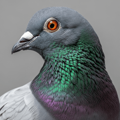 Close-up macro photograph of the feathers or distinctive markings of a Rock Pigeon