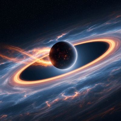 Realistic rendering of a Rogue planet, shown in a simulated planetary formation environment