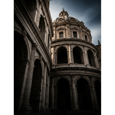 Dramatic, editorial-style image of Roman from the architecture taxonomy, captured from a low angle to emphasize grandeur and form.