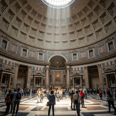 Photograph depicting Roman, an example of architecture, in active use or cultural context—such as being inhabited, visited, or used for its intended purpose—while keeping focus on the structure itself