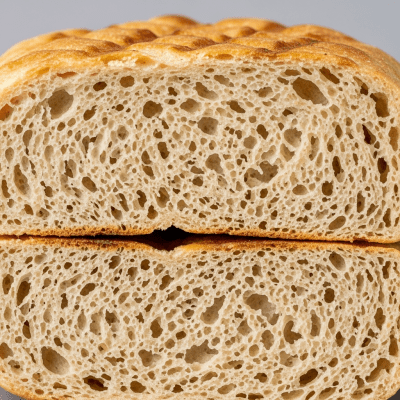 A close-up image of the interior of a sliced Roti