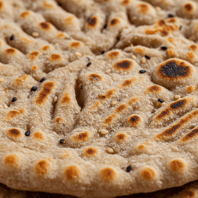 Macro photograph focusing on the crust and surface texture of Roti