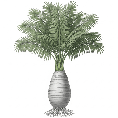 Botanical illustration of a whole Royal Palm