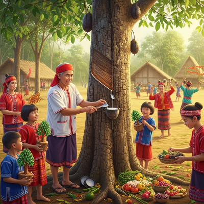 Image showing a Rubber Tree as used or celebrated in human culture