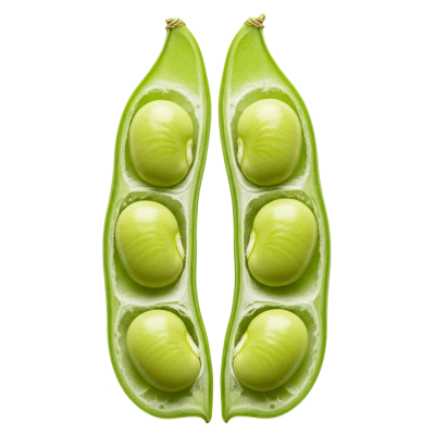 A cross-sectional view of a single Runner Bean (beans), sliced cleanly to reveal its internal structure and composition