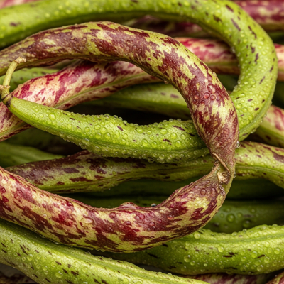 A close-up macro shot of Runner Bean (beans) showing its texture, surface details, and natural colors