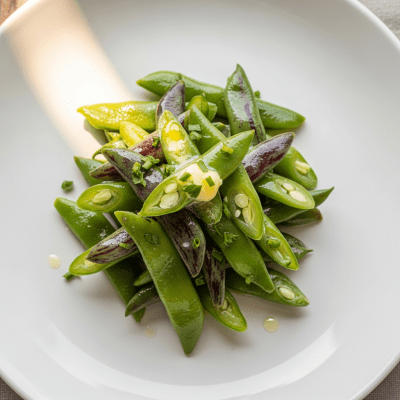 Image of cooked or prepared Runner Bean (legumes) as it appears in a traditional dish or common culinary usage, presented on a clean plate with minimal garnish