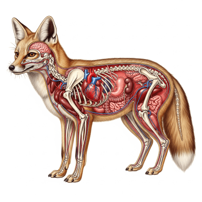 Detailed anatomical illustration of a Rüppell's Fox