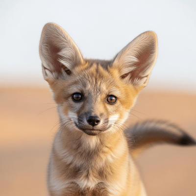 Photograph showing a juvenile (puppy) version of the Rüppell's Fox