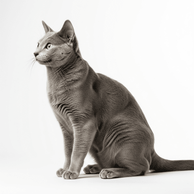 High resolution studio photograph of a Russian Blue