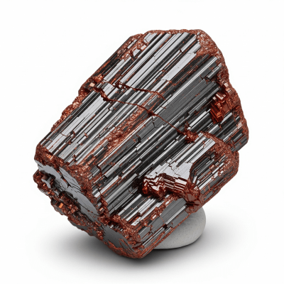 High resolution studio photograph of a single specimen of Rutile