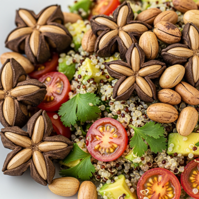 Photograph of a Sacha inchi (nuts) as used in cuisine, such as in a dish or as an ingredient