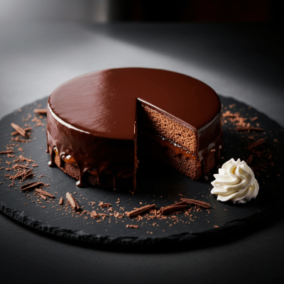 Editorial-style hero shot of a beautifully presented Sachertorte, from the cake taxonomy.
