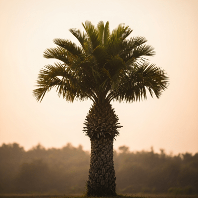 Editorial-style image of a solitary Sago Palm (True Palm) (palms) as a majestic centerpiece.