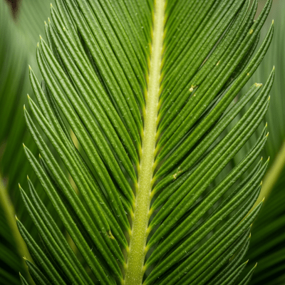Close-up macro image of the leaf or fruit of a Sago Palm (True Palm)