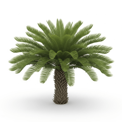 High quality studio photograph of a single Sago Palm (True Palm)