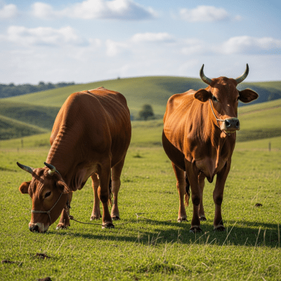 Naturalistic image of a Sahiwal in its typical environment, such as a grassy pasture or open field