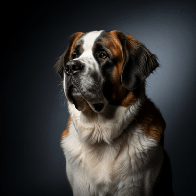 Editorial-style portrait of a Saint Bernard from the taxonomy dogs.