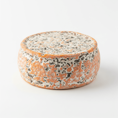 High quality studio photograph of a single Saint-Nectaire