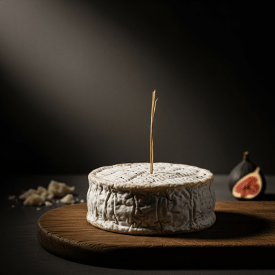 A wedge or whole Sainte-Maure de Touraine from the taxonomy cheeses, styled in an elegant, editorial manner.