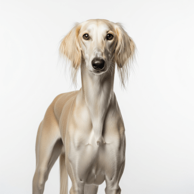 High quality studio photograph of a single Saluki