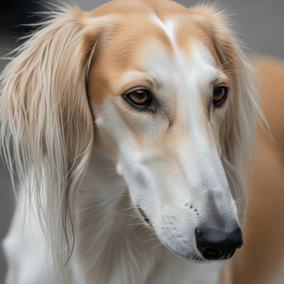 Close-up photograph of the face of a Saluki