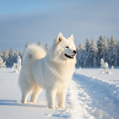 Naturalistic outdoor image of a Samoyed