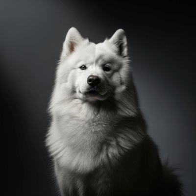 Editorial-style portrait of a Samoyed from the taxonomy dogs.