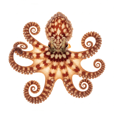 High quality studio photograph of a single Sandbird Octopus