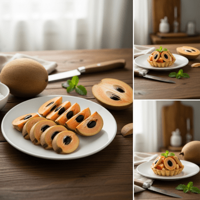 Image of the Sapodilla, part of the fruits taxonomy, prepared or used in a typical culinary context