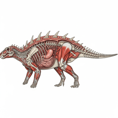 Detailed anatomical cross-section illustration of a Sauropelta
