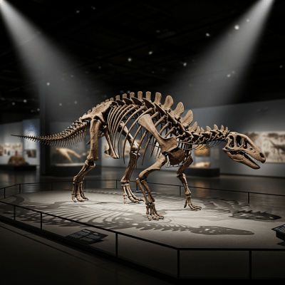 Museum exhibit style rendering of a single Sauropelta