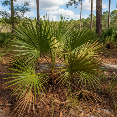 A detailed image of the Saw Palmetto (palms) in its native environment