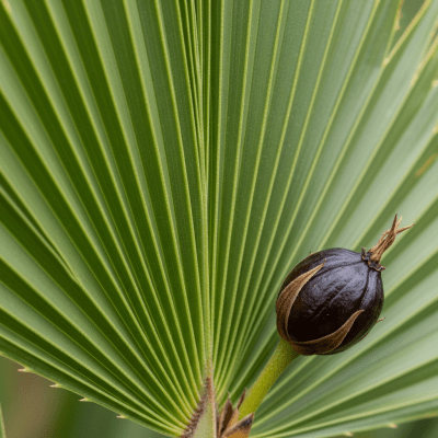 Close-up macro image of the leaf or fruit of a Saw Palmetto