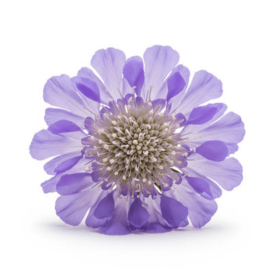 High quality studio photograph of a single Scabiosa