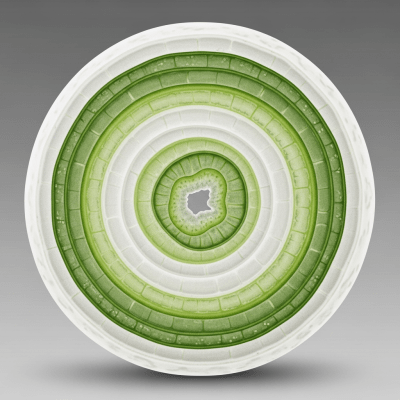 Detailed cross-sectional view of a fresh Scallion