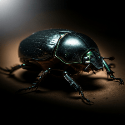 Striking editorial-style portrait of a single Scarab Beetle, from the taxonomy insects.