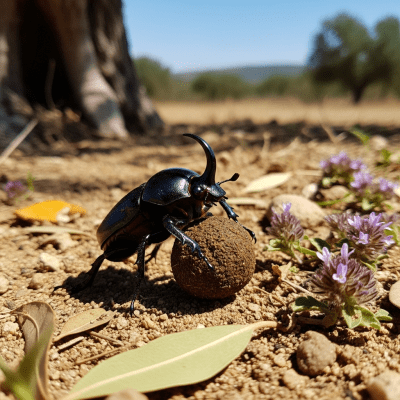 Detailed image showing a Scarab Beetle in its natural environment