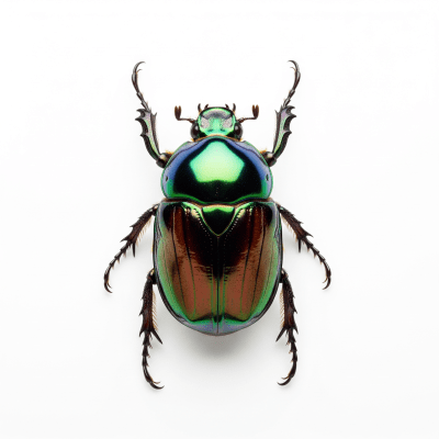 High quality studio photograph of a single Scarab Beetle, belonging to the taxonomy insects