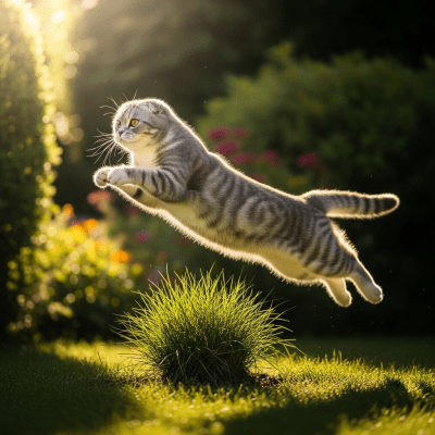 Action shot of a Scottish Fold