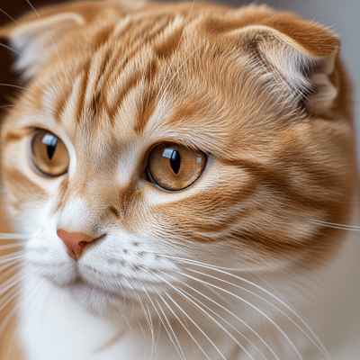 Close-up macro photograph of the face of a Scottish Fold