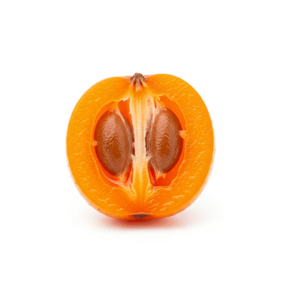 A cross-sectional view of a sliced Sea Buckthorn Berry, part of the taxonomy berries