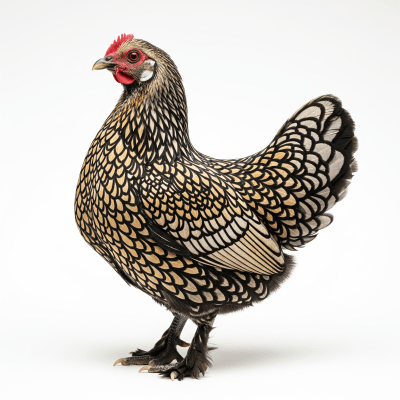 High quality studio photograph of a single Sebright from the chicken taxonomy
