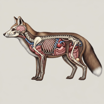 Detailed anatomical illustration of a Sechuran Fox