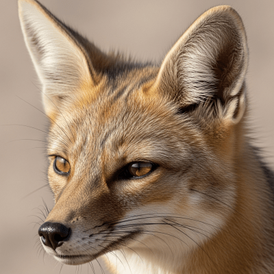 Close-up photograph of the face of a Sechuran Fox